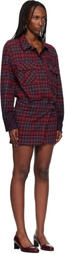 Off-White Red Check Flannel Arrow Minidress