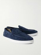 Christian Louboutin - Varsiboat Logo-Embossed Suede Loafers - Blue
