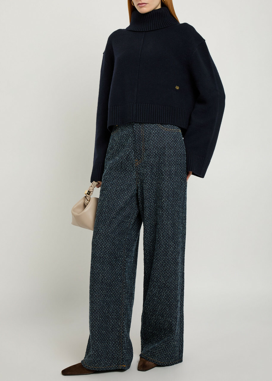Ganni Turtle-neck Wool Jumper Navy