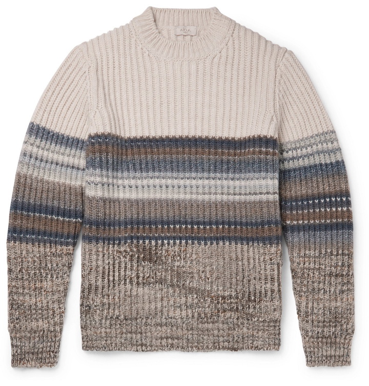Photo: Altea - Striped Ribbed-Knit Sweater - Neutrals