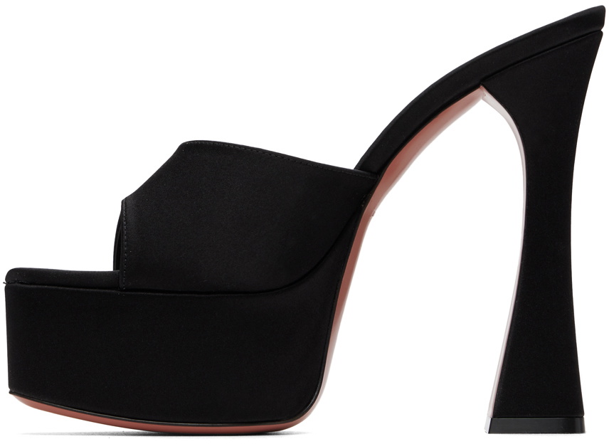 Amina Muaddi Black Dalida Plateau Slipper Heeled Sandals