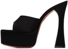 Amina Muaddi Black Dalida Plateau Slipper Heeled Sandals