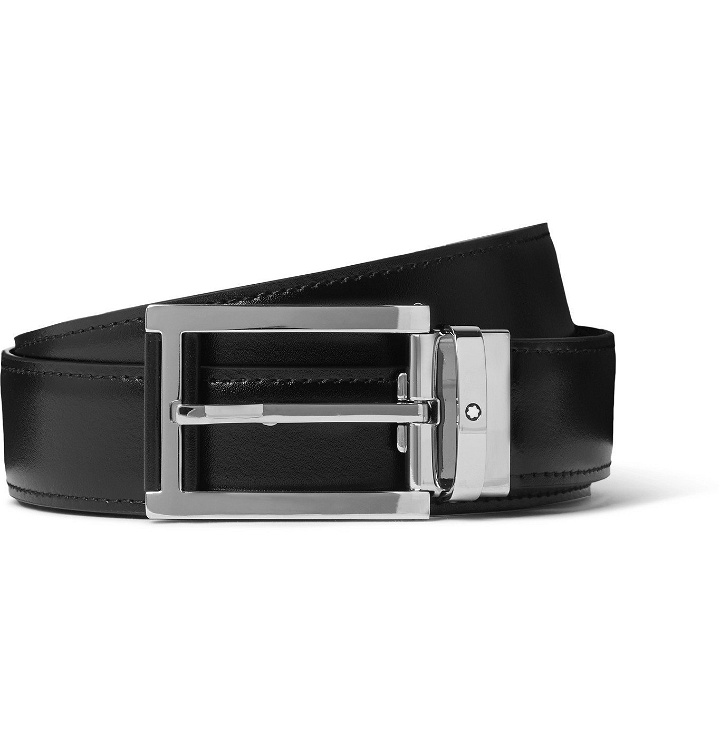 Photo: Montblanc - 3cm Reversible Smooth and Textured-Leather Belt - Black
