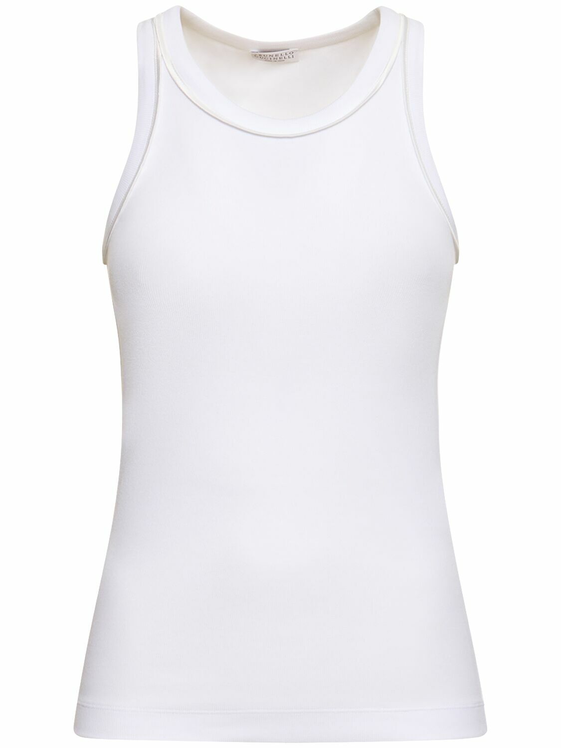 Tシャツ・カットソー BRUNELLO CUCINELLI RIBBED JERSEY TANK TOP BRUNELLO CUCINELLI Ribbed cotton-blend jersey tank | NET-A