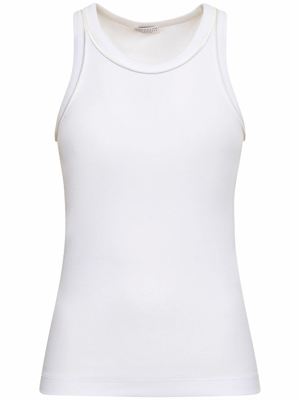 Photo: BRUNELLO CUCINELLI - Ribbed Cotton Jersey Tank Top