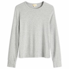 DONNI. Women's Baby Rib Scallop Long Sleeve Top in Heather Grey