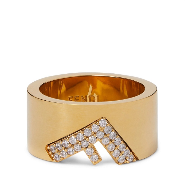 Photo: Fendi - Gold-Tone and Crystal Ring - Gold