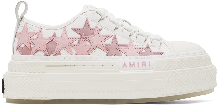 Photo: AMIRI White & Pink Platform Stars Sneakers