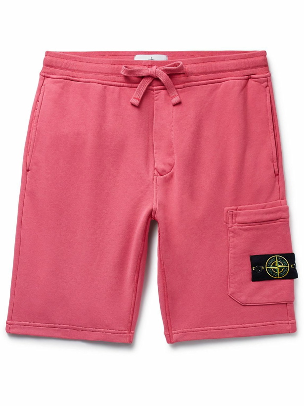 Photo: Stone Island - Straight-Leg Garment-Dyed Cotton-Jersey Drawstring Shorts - Pink