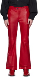 Ernest W. Baker Red Flared Leather Trousers