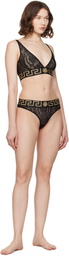 Versace Black Greca Border Lace Briefs