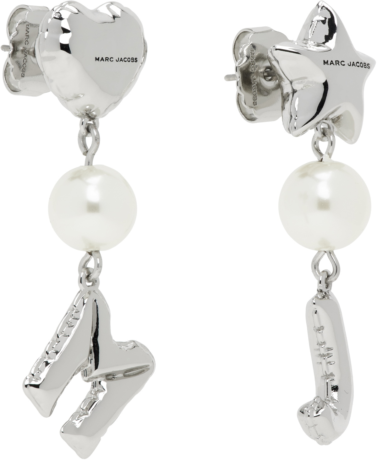 ■MARC JACOBS■ MJ BALLOON PEARL EARRINGS LIGHT ANTIQUE SILV Marc Jacobs Silver 'The MJ Balloon Pearl' Earrings Marc Jacobs