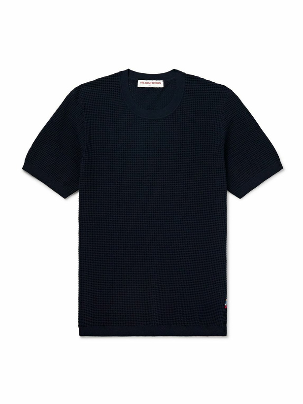 Photo: Orlebar Brown - Byrtel Slim-Fit Waffle-Knit Mesh T-Shirt - Blue