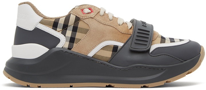 Photo: Burberry Beige Check Ramsay Sneakers