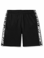 Off-White - Straight-Leg Webbing-Trimmed Jersey Shorts - Black