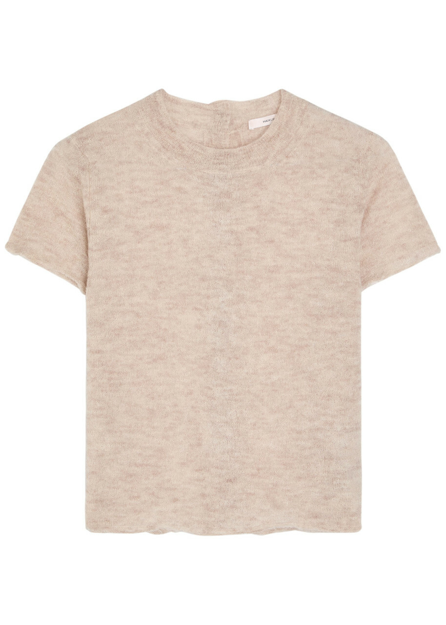 Haikure Cropped Alpaca-blend T-shirt Beige