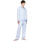 Tekla Blue Sateen Long-Sleeved Pyjama Shirt