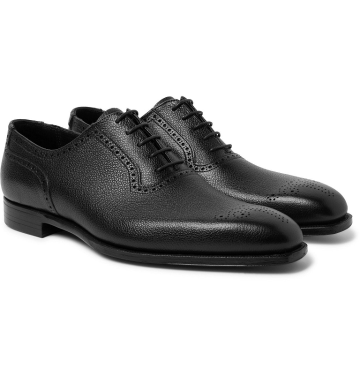 Photo: George Cleverley - Anthony Pebble-Grain Leather Oxford Brogues - Black