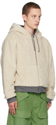 Sky High Farm Workwear Gray 'Wolf And Sheep' Reversible Faux-Fur Hoodie