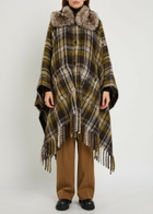 Moncler Plaid Brushed Wool-blend Cape - Brown - One Size