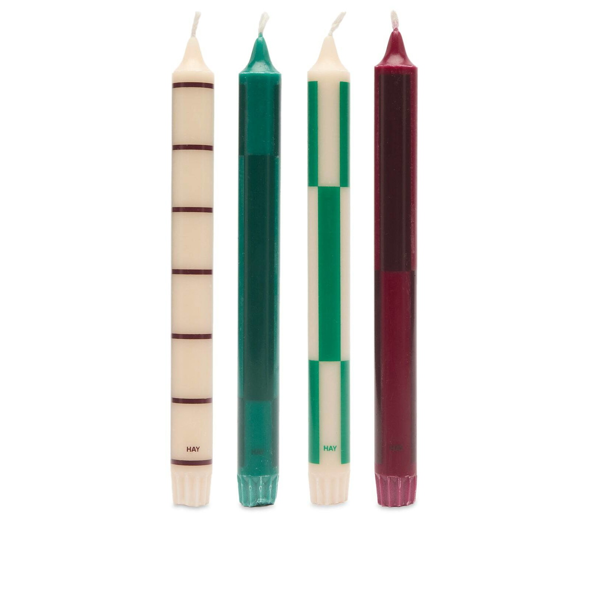 HAY Pattern Candle - Set of 4 in Greens/Bordeaux 