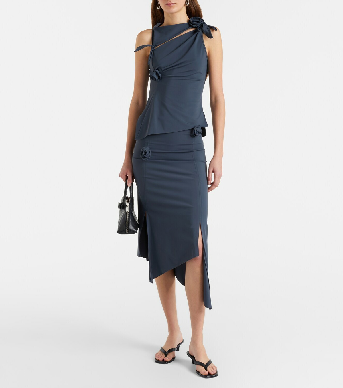 Coperni Floral-appliqué gathered jersey top