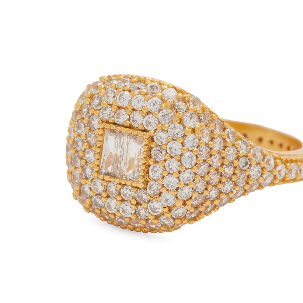 Crystal Haze Women's DNA Baguette Signet Ring in Gold 