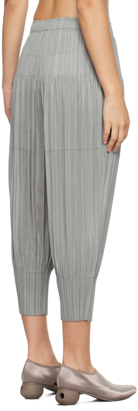 Pleats Please Issey Miyake Gray Fluffy Basics Trousers Pleats