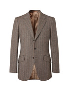 Kingsman - Conrad Slim-Fit Striped Mélange Wool Suit Jacket - Brown