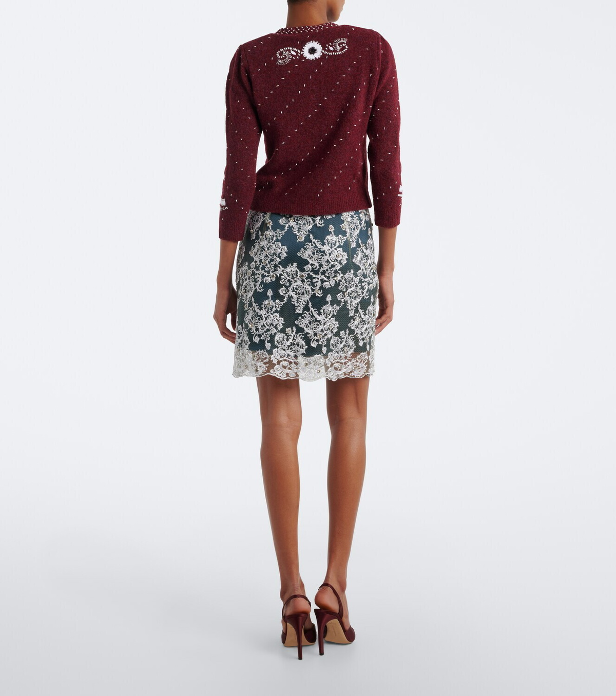 Jacques Wei Embellished lace miniskirt