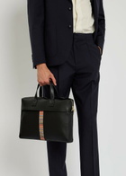 Paul Smith Striped Grained Leather Briefcase - Black - One Size