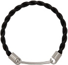 Saint Laurent Black Woven Leather ID Tag Bracelet