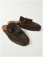 TOM FORD - Stephan Shearling-Lined Suede Tasselled Backless Loafers - Brown