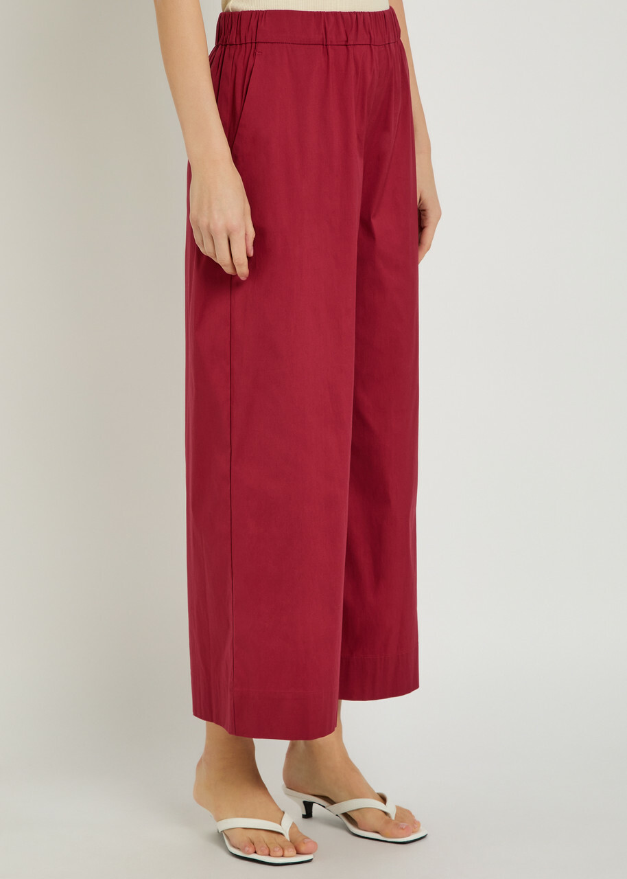 Max Mara Pece Wide-leg Cotton Trousers Burgundy