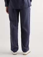 Giorgio Armani - Straight-Leg Lyocell and Silk-Blend Drawstring Trousers - Blue