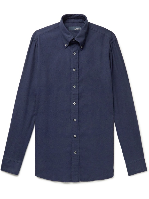 Photo: Lardini - Slim-Fit Button-Down Collar Brushed Cotton and TENCEL-Blend Shirt - Blue