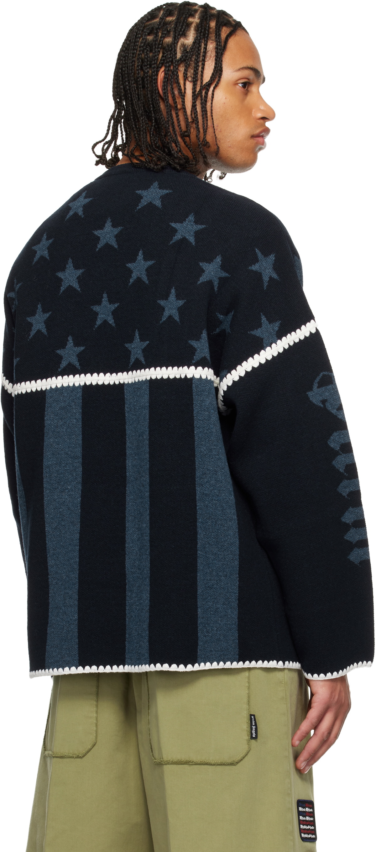 Palm Angels Navy Stars & Stripes Sweater
