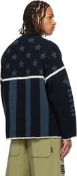 Palm Angels Navy Stars & Stripes Sweater