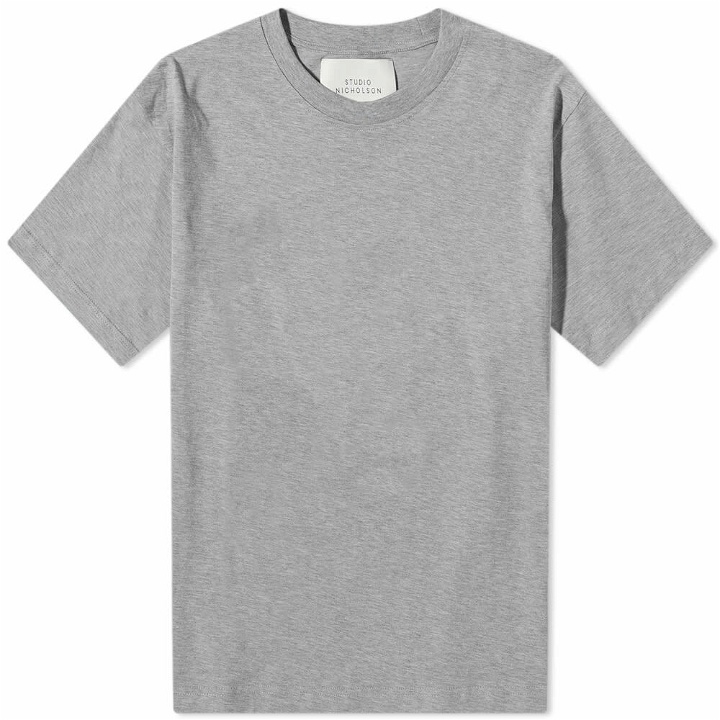 Photo: Studio Nicholson Men's Bric Logo T-Shirt in Grey Marl