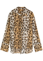 Rejina Pyo Saskia Leopard-print Chiffon Shirt Beige