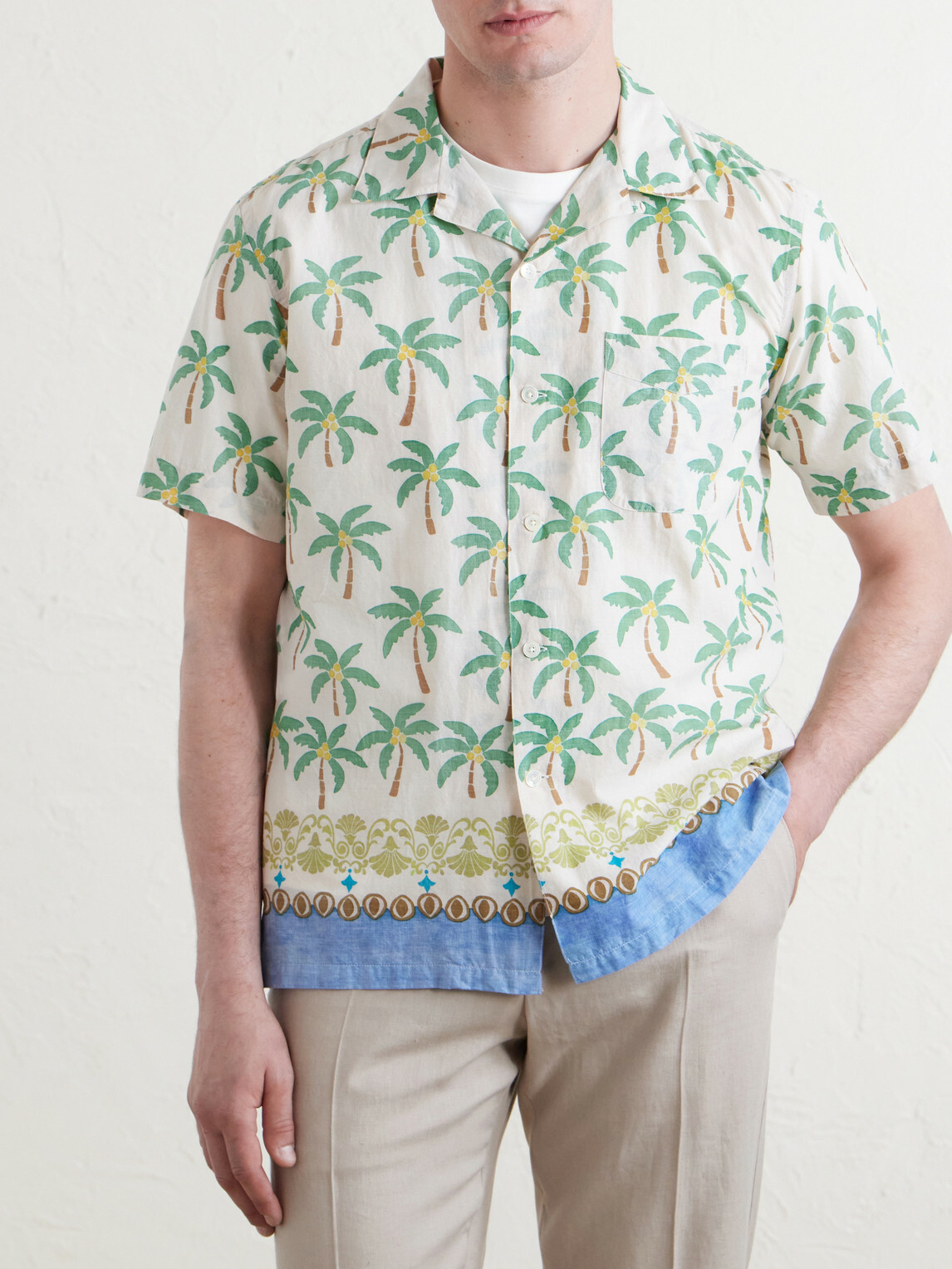 Hartford - New Palmito Printed Cotton Shirt - Neutrals