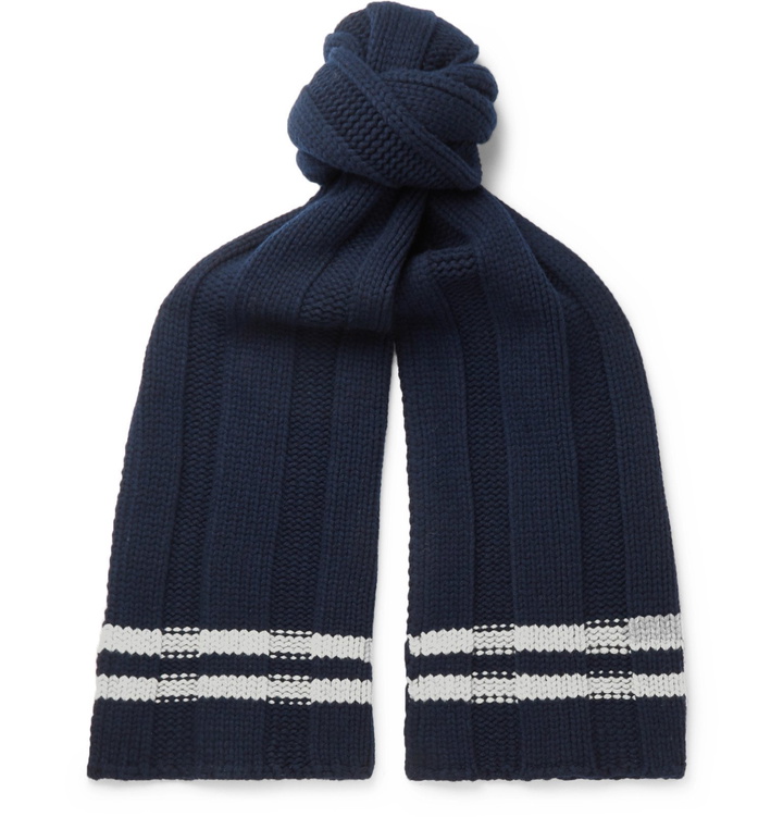 Photo: Mr P. - Striped Wool Scarf - Blue