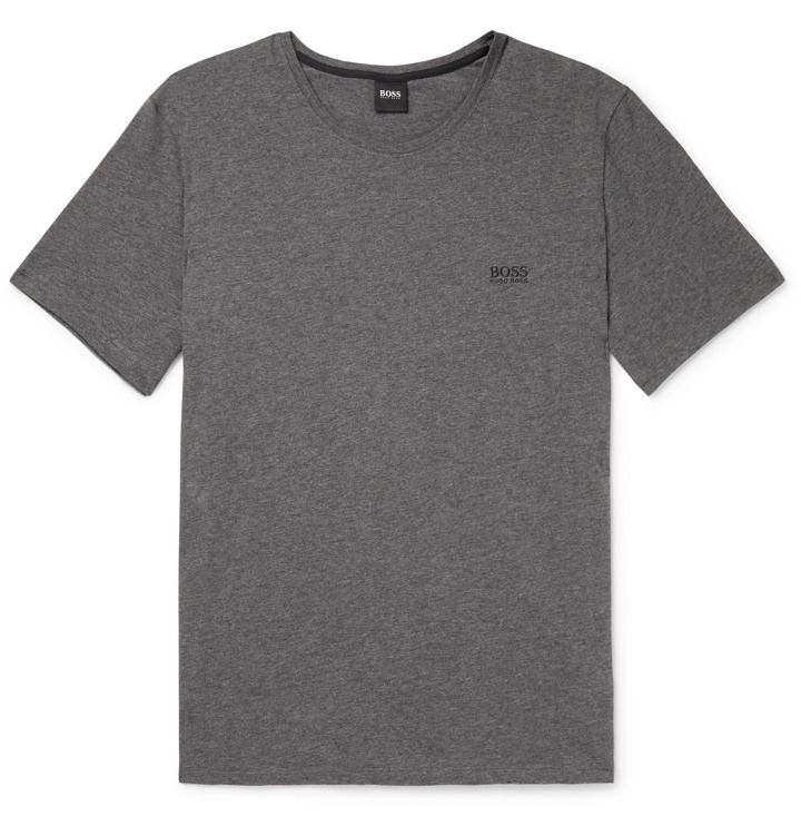 Photo: Hugo Boss - Logo-Embroidered Stretch Cotton-Jersey T-Shirt - Gray