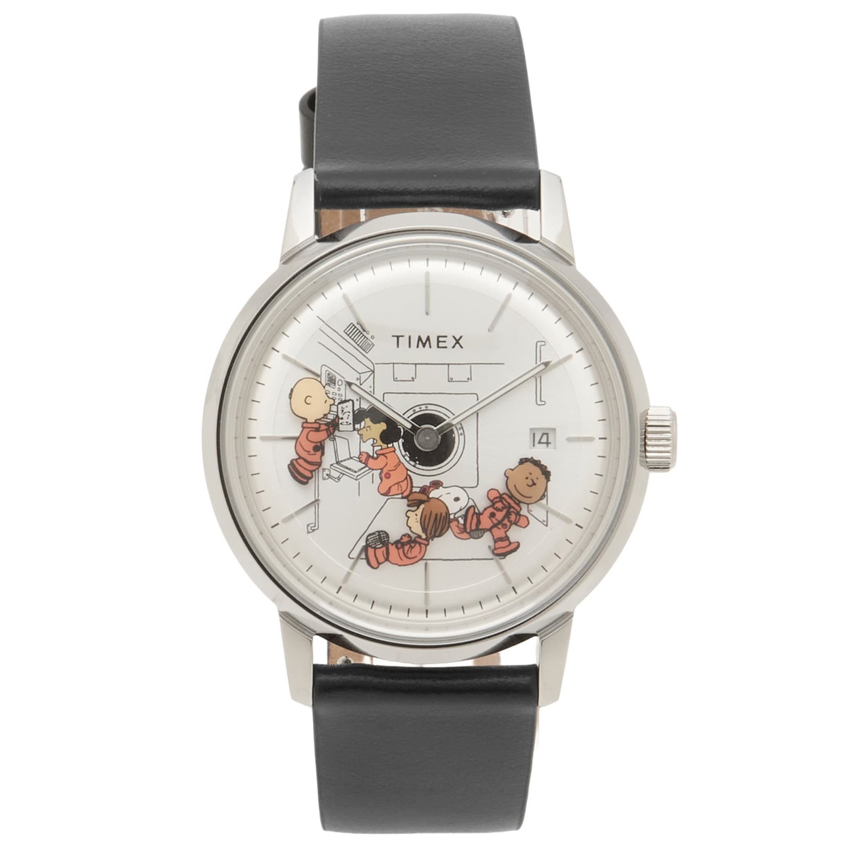 Timex x Peanuts Marlin Automatic On Space 40mm Watch in Silver/Black 