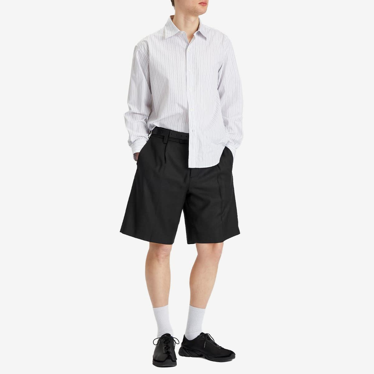 mfpen Men's Classic Shorts in Fine Black Stripe