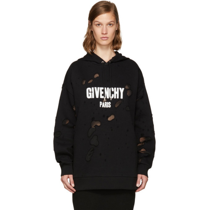 Photo: Givenchy Black Destroyed Logo Hoodie