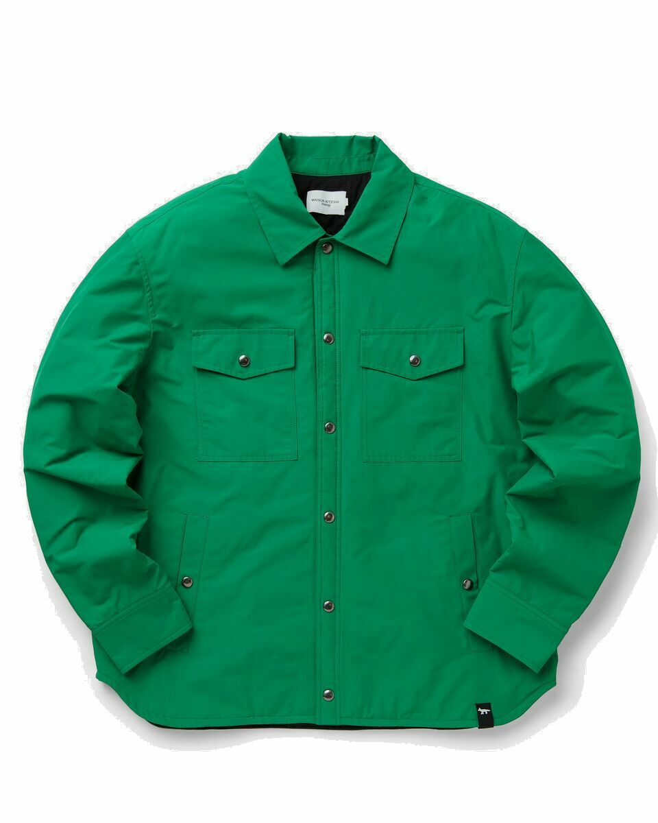 Photo: Maison Kitsune Padded Jacket Green - Mens - Overshirts