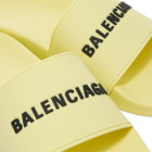 Balenciaga Men's Logo Pool Slide in Yellow