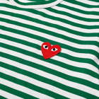 Comme des Garçons Play Men's Long Sleeve Heart Stripe Logo T-Shirt in Green/White/Red