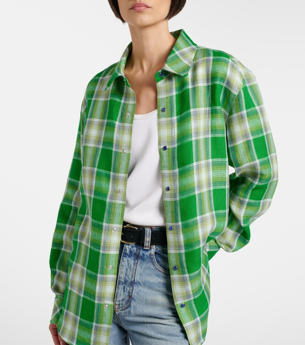 God's True Cashmere Harbor linen shirt with lapis lazuli